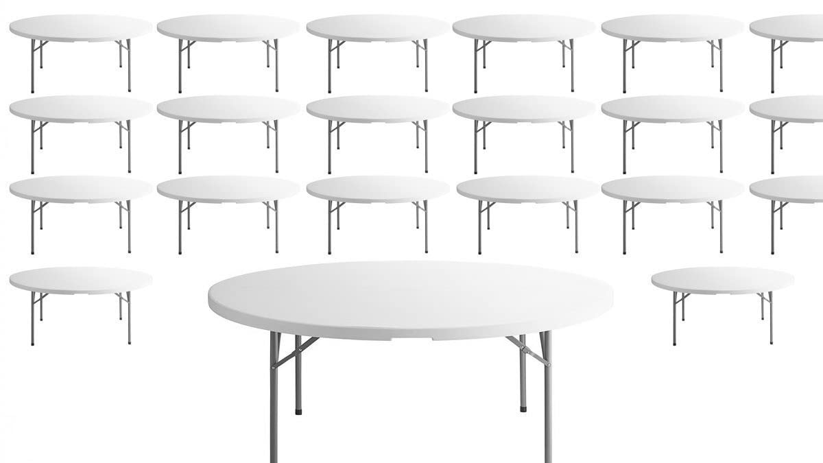 White 6-ft Plastic Folding Round Table E32523