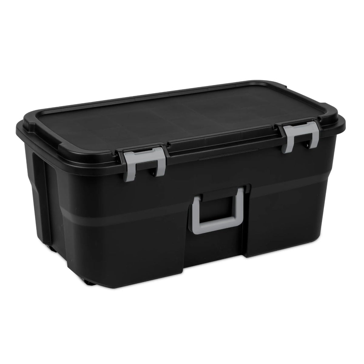 Black Lockable Wheeled Plastic Storage Footlocker N90192