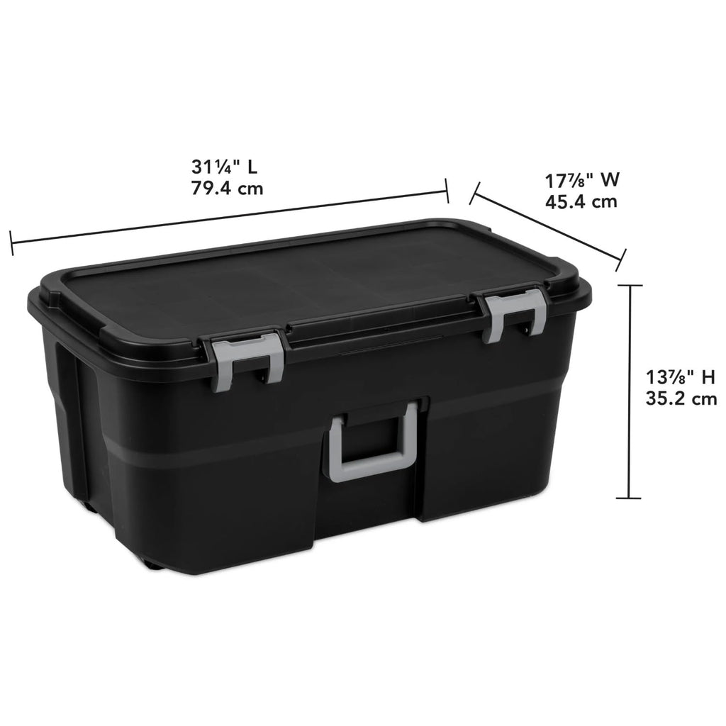 Black Lockable Wheeled Plastic Storage Footlocker N90192