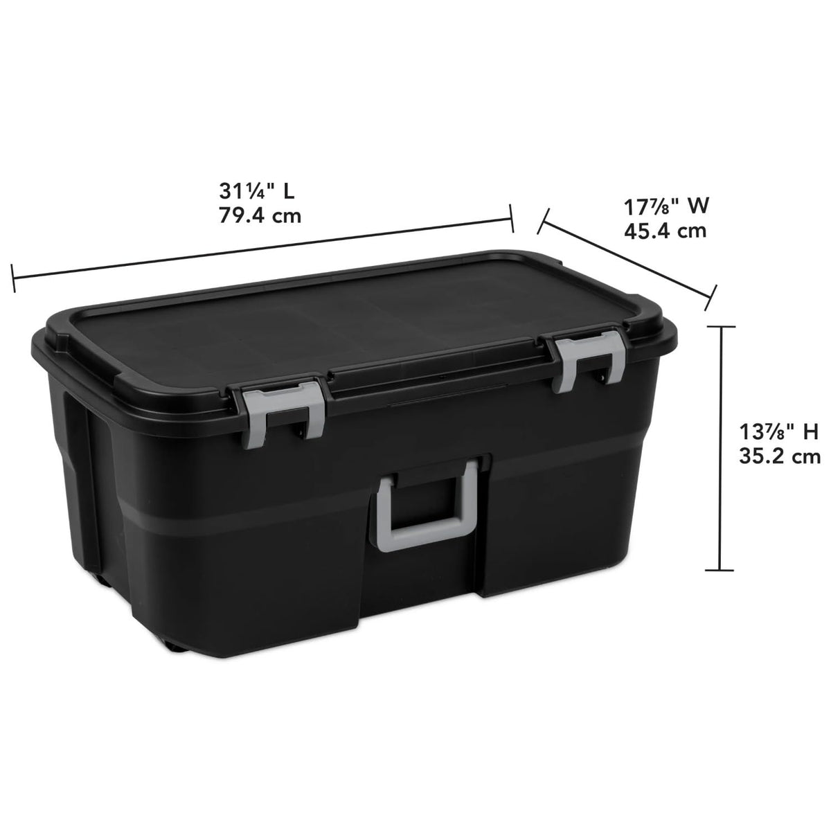 Black Lockable Wheeled Plastic Storage Footlocker N90192