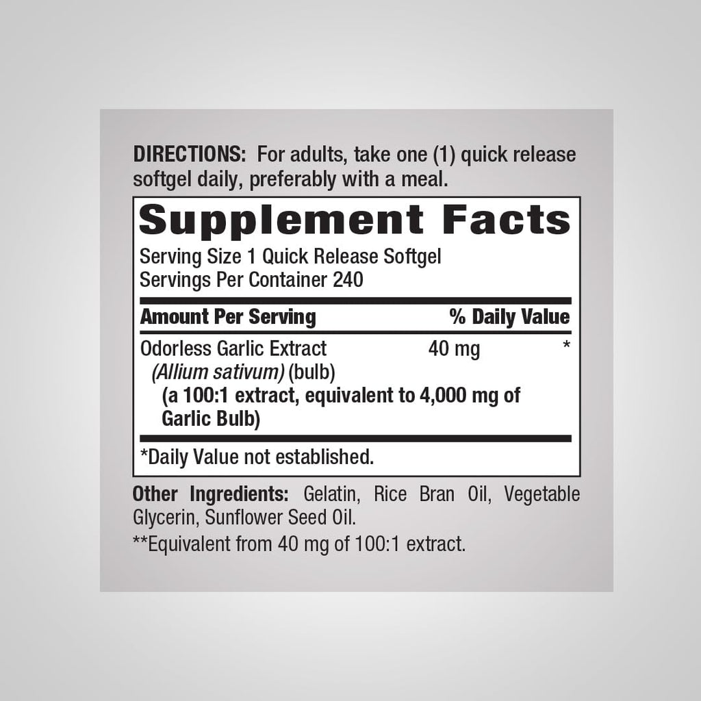 Odorless Garlic Softgels 240 Count X9010