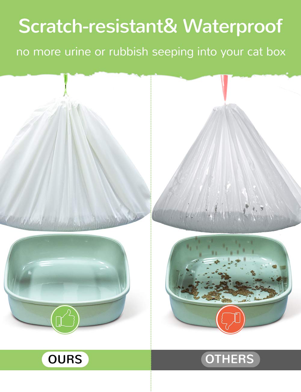 34 Count Jumbo Drawstring Cat Litter Box Liners X650