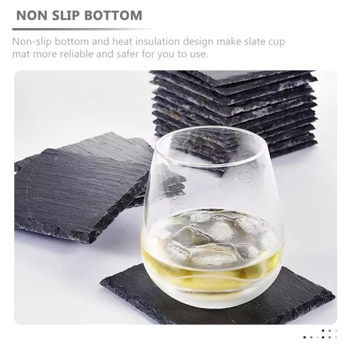 Black Natural Stone Square Coasters W890622