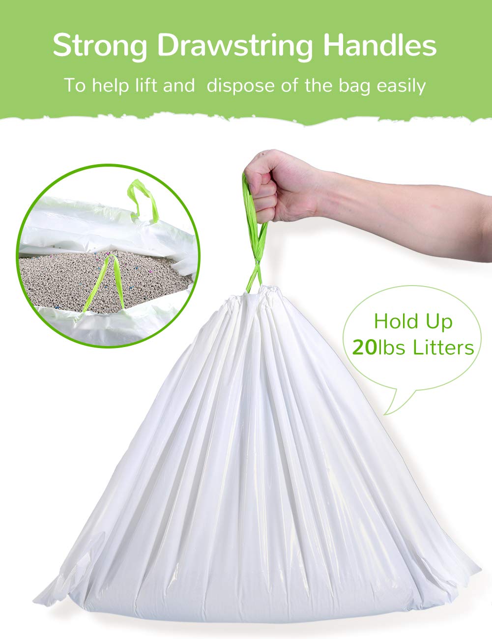 34 Count Jumbo Drawstring Cat Litter Box Liners X650
