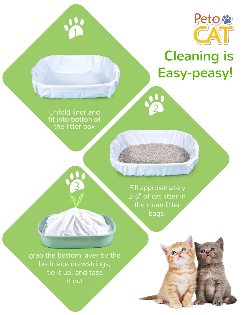 34 Count Jumbo Drawstring Cat Litter Box Liners X650
