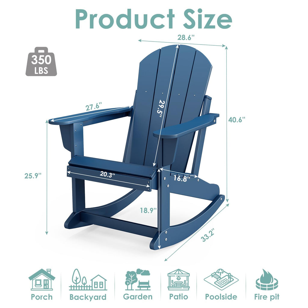 Blue HDPE Plastic Rocking Chairs Set of 2 B632568