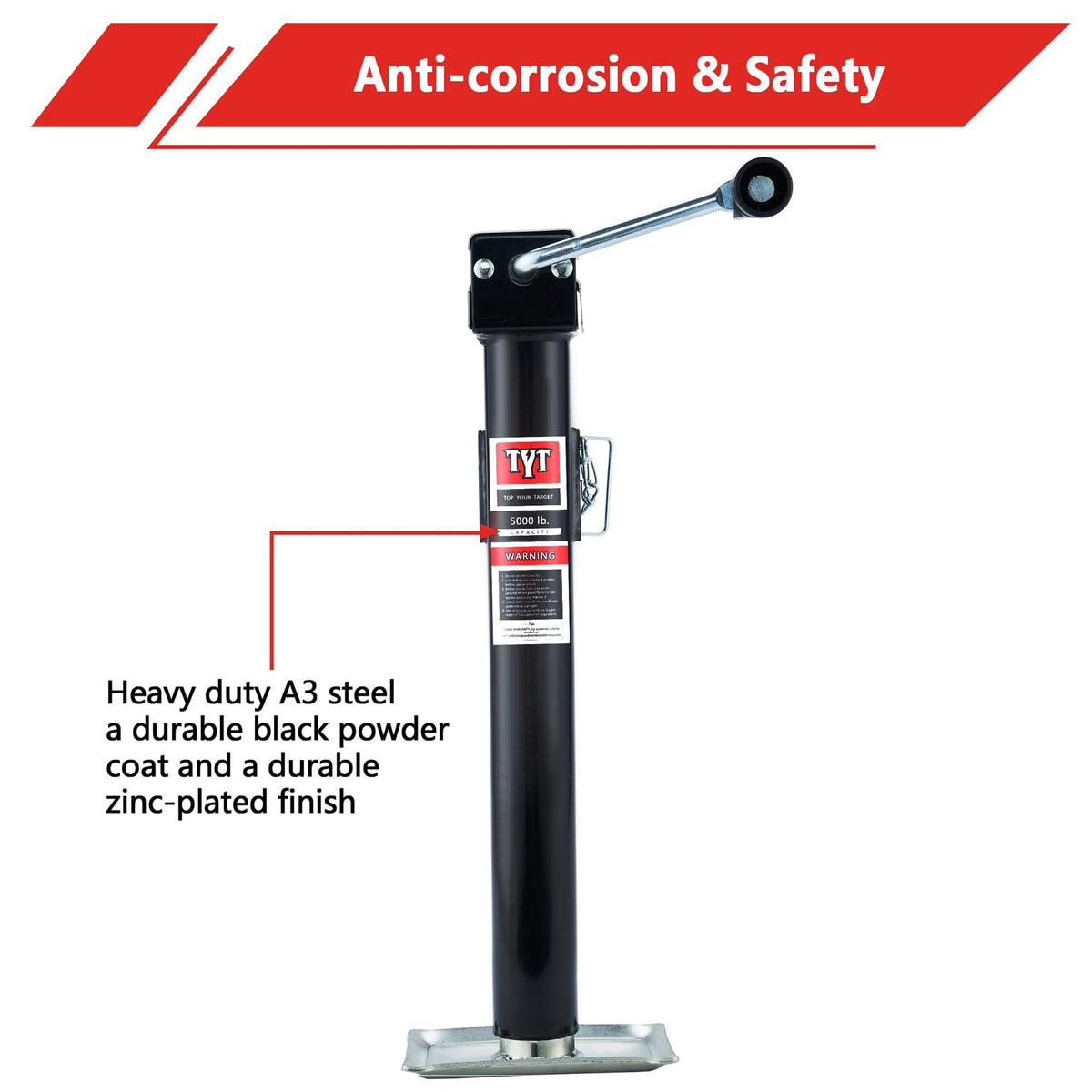 5000lbs Weld On Swivel Trailer Jack, 15" Vertical Travel V38515