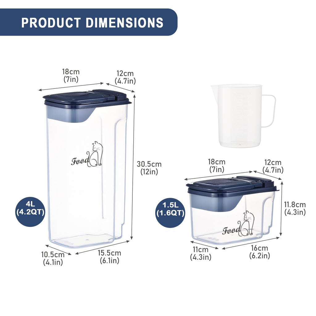 2 Pcs Airtight Pet Food Containers with Pour Spout A466