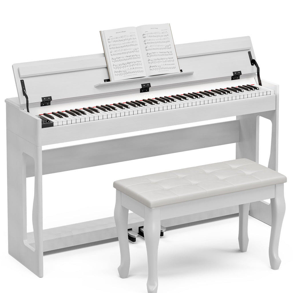 88 Weighted Key Digital Piano with Duet Piano Bench, Full Size Heavy Hammer Weighted Action Electric Piano Keyboard with USB MIDI, White K34441