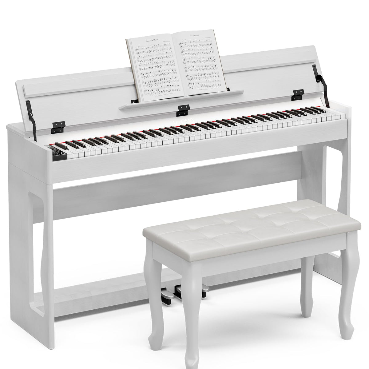 88 Weighted Key Digital Piano with Duet Piano Bench, Full Size Heavy Hammer Weighted Action Electric Piano Keyboard with USB MIDI, White K34441