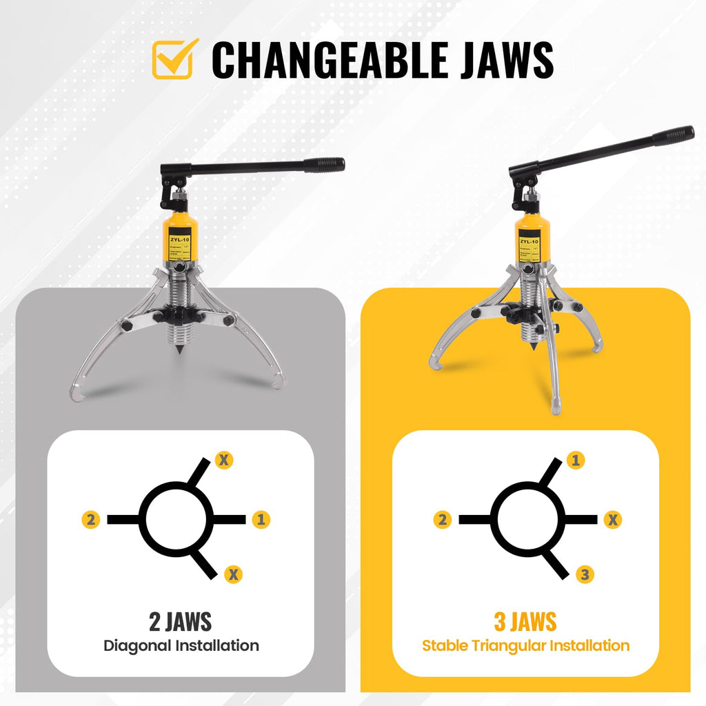 Hydraulic Gear Puller 10 Ton 2 or 3 Jaws with Case X270729
