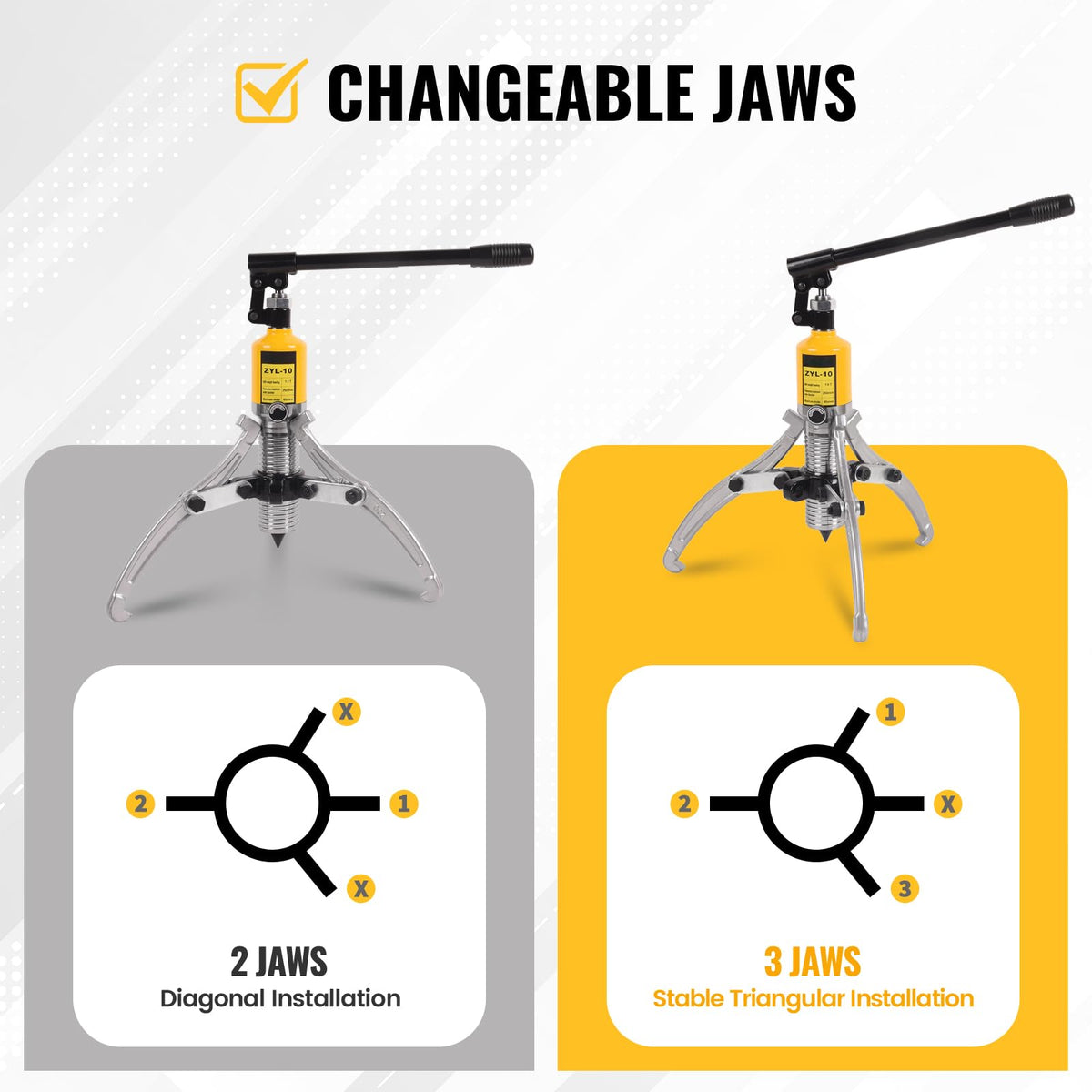 Hydraulic Gear Puller 10 Ton 2 or 3 Jaws with Case X270729