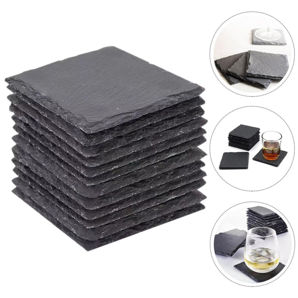 Black Natural Stone Square Coasters W890622