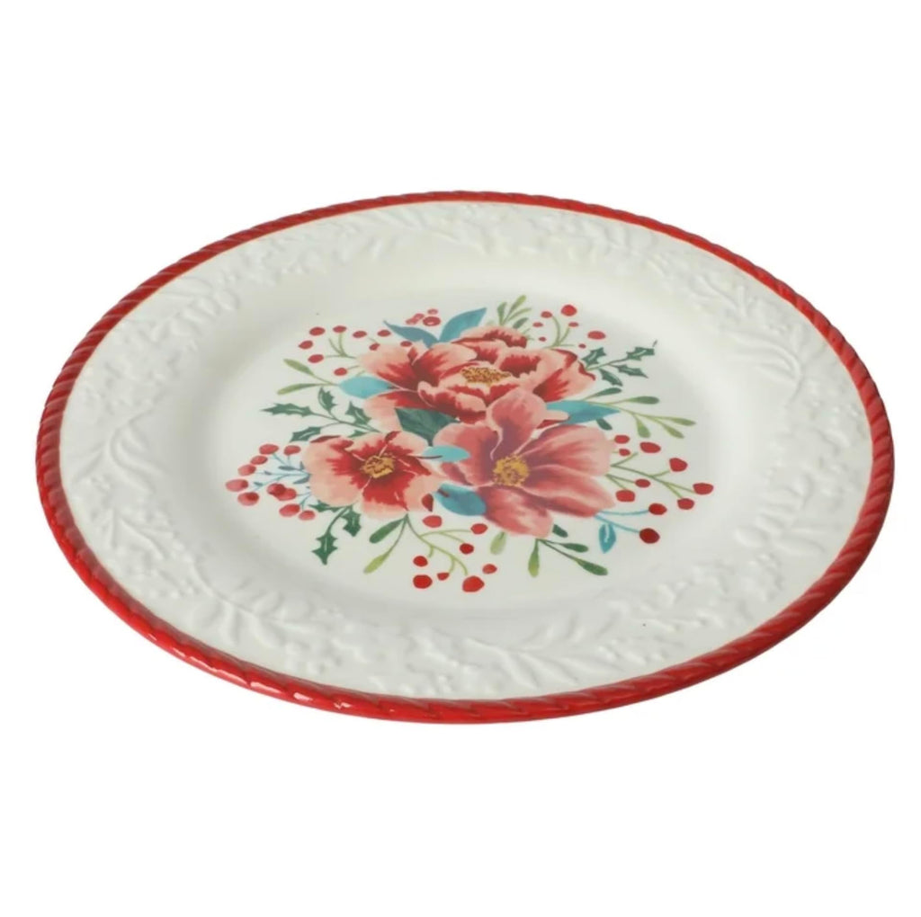 Red 12-Piece Stoneware Dinnerware Set D2909