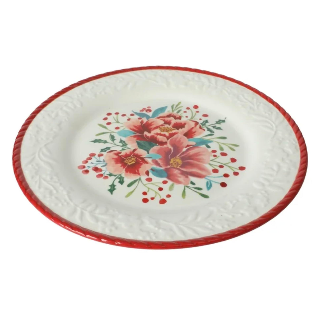 Red 12-Piece Stoneware Dinnerware Set D2909