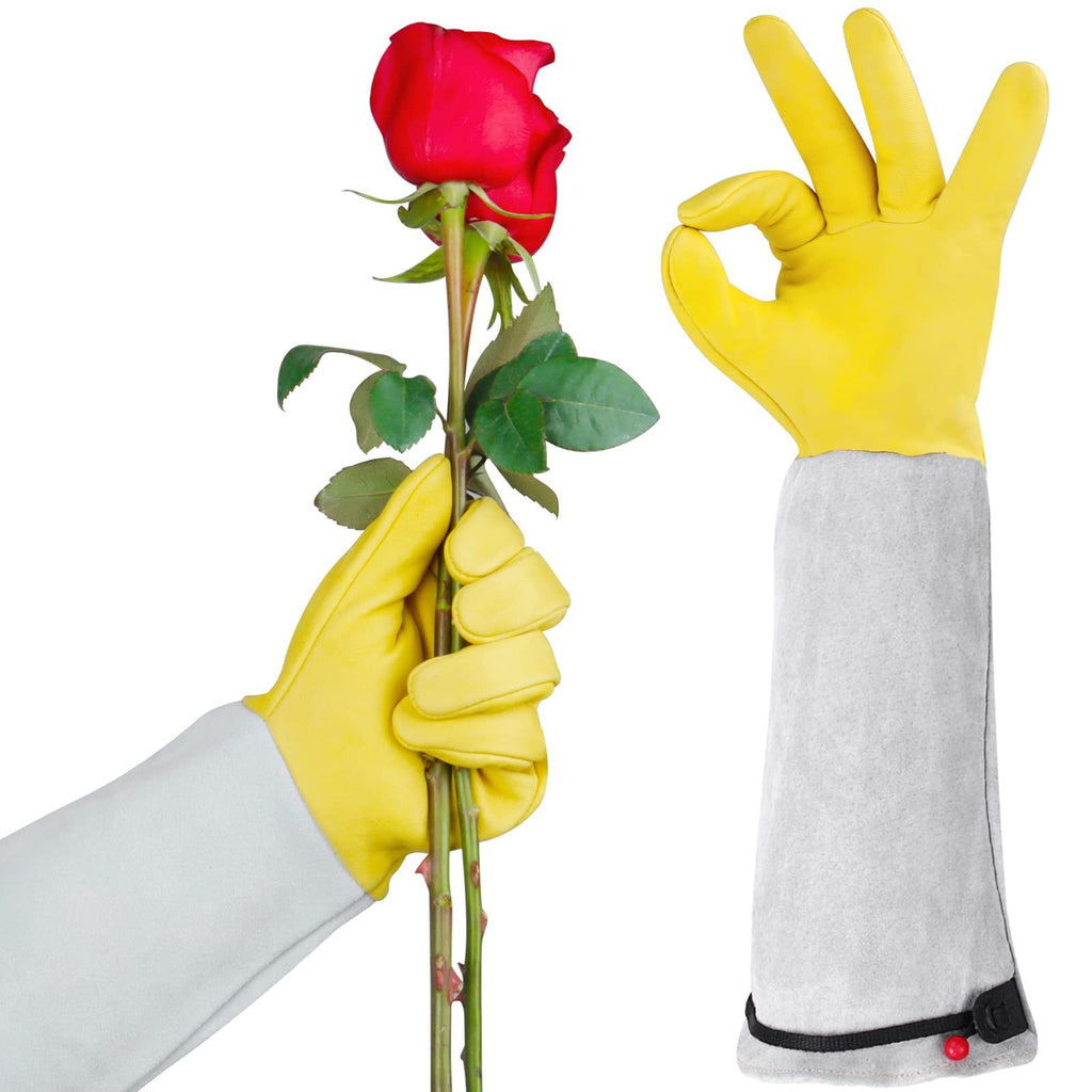 Long Leather Gardening Gloves with Adjustable Cuff M143283