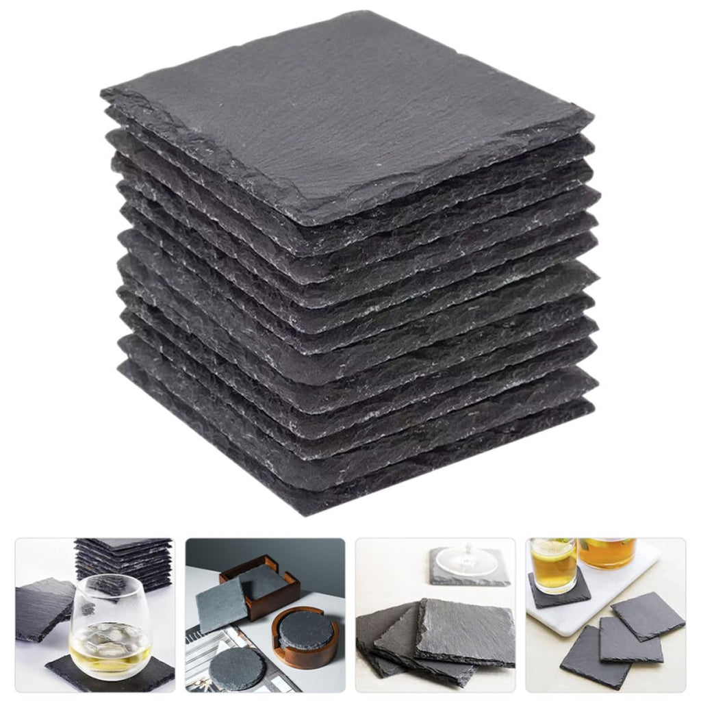 Black Natural Stone Square Coasters W890622