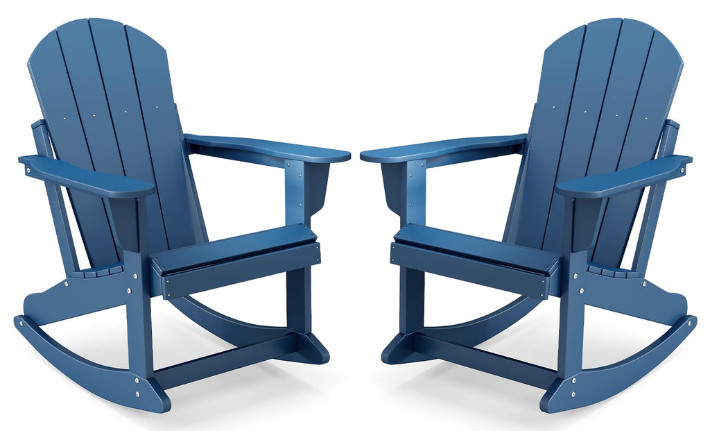 Blue HDPE Plastic Rocking Chairs Set of 2 B632568