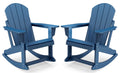 Blue HDPE Plastic Rocking Chairs Set of 2 B632568