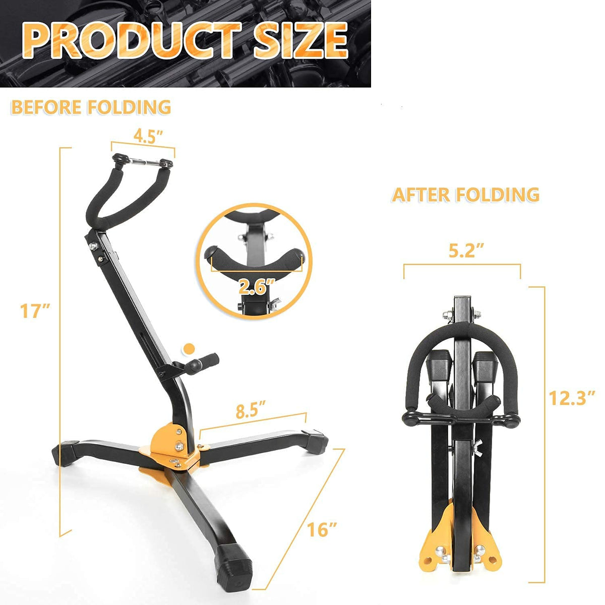 Folding Adjustable Metal Saxophone Stand O987