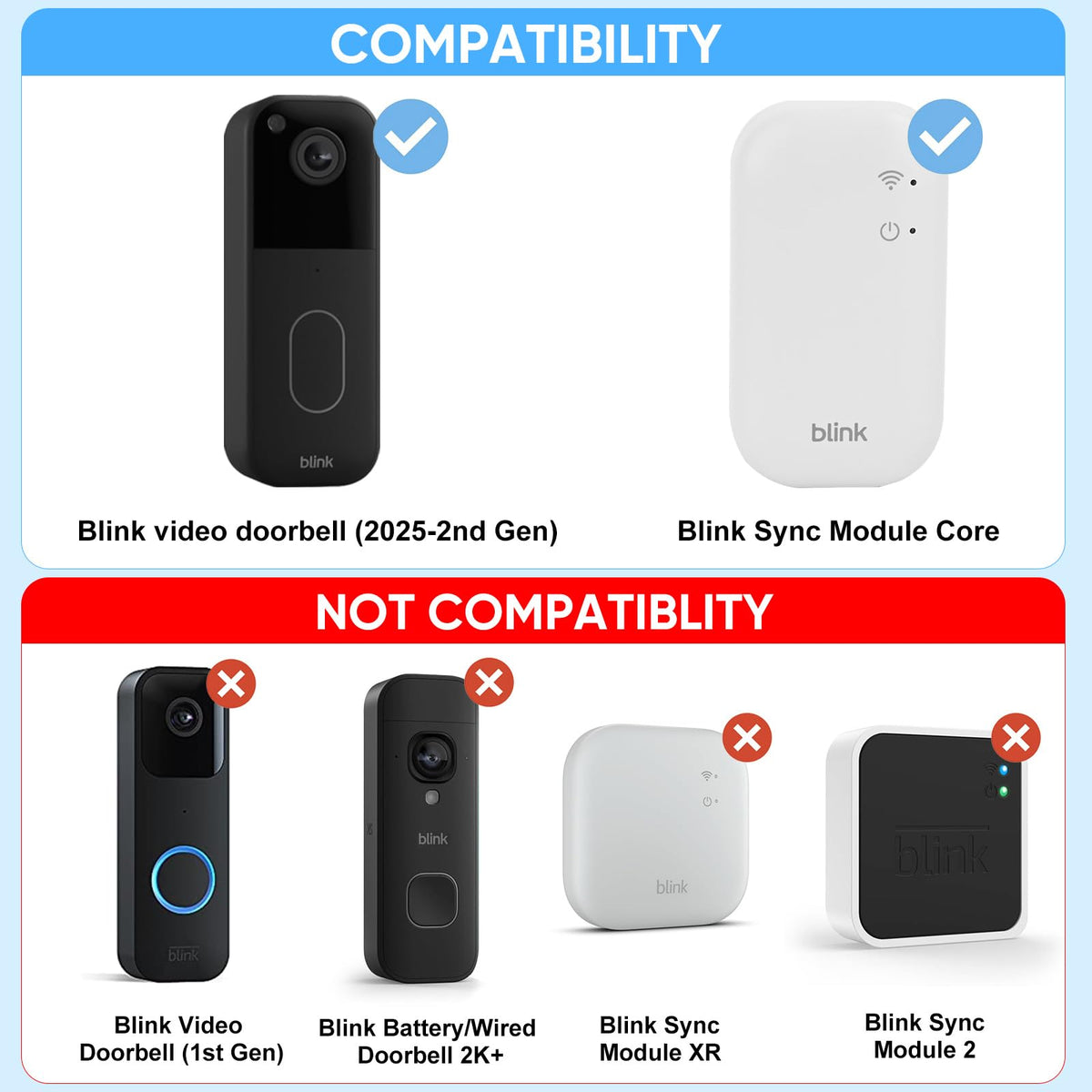 Door Mount for Blink Video Doorbell with Outlet Wall Mount Z7988