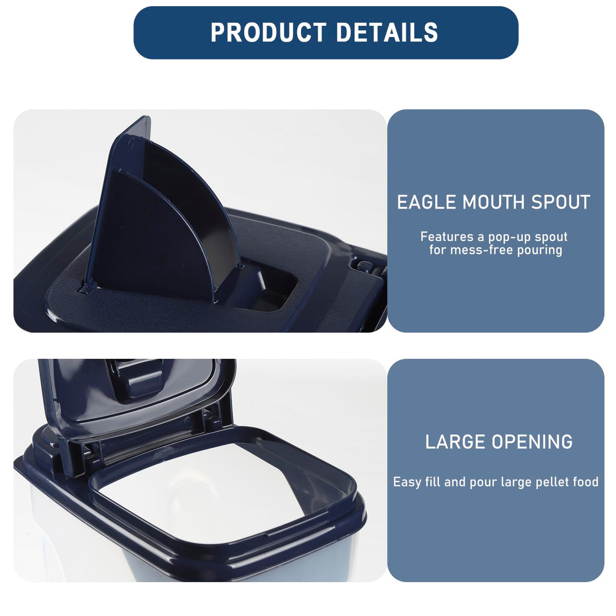 2 Pcs Airtight Pet Food Containers with Pour Spout A466