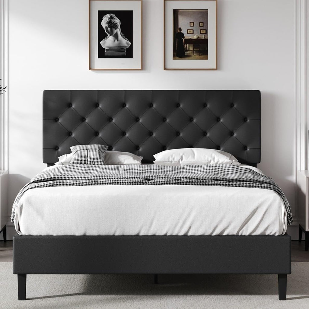 Queen Faux Leather Bed Frame with Headboard J1632