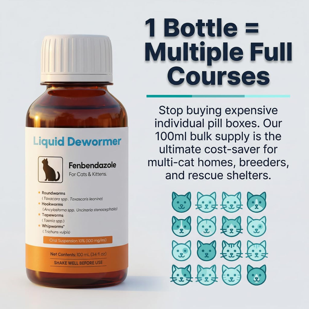 Liquid Fenbendazole Dewormer for Cats & Kittens 100ml L802396