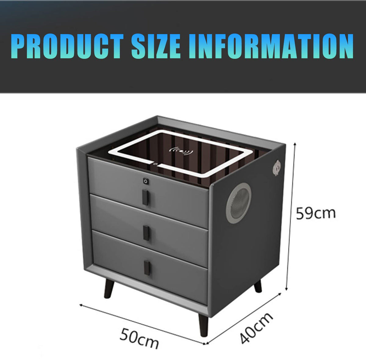 Orange 3 Drawer Wooden Nightstand with Wireless Charging Z4535