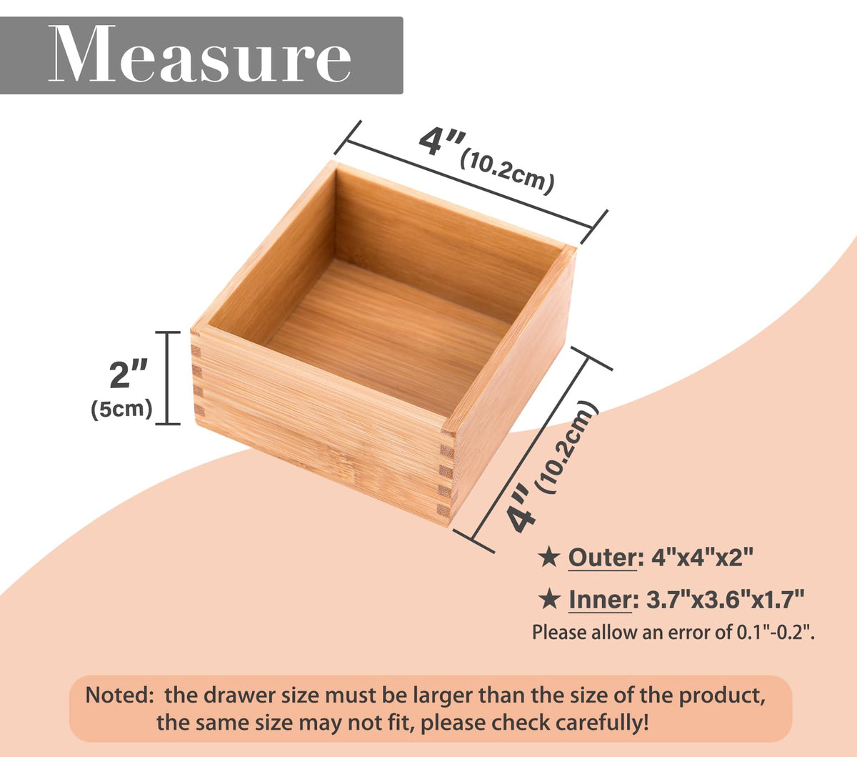 Bamboo Organizer Storage Boxes 4"*4" A266