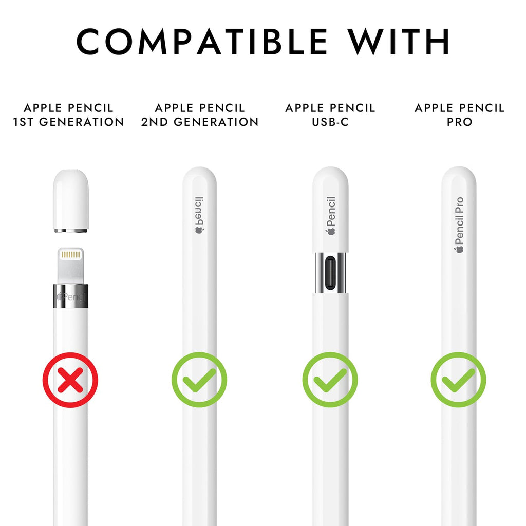 Silicone Grip Compatible with Apple Pencil 2nd Generation, USB-C & Pro (Purple/Pink/Yellow/Green) W3283