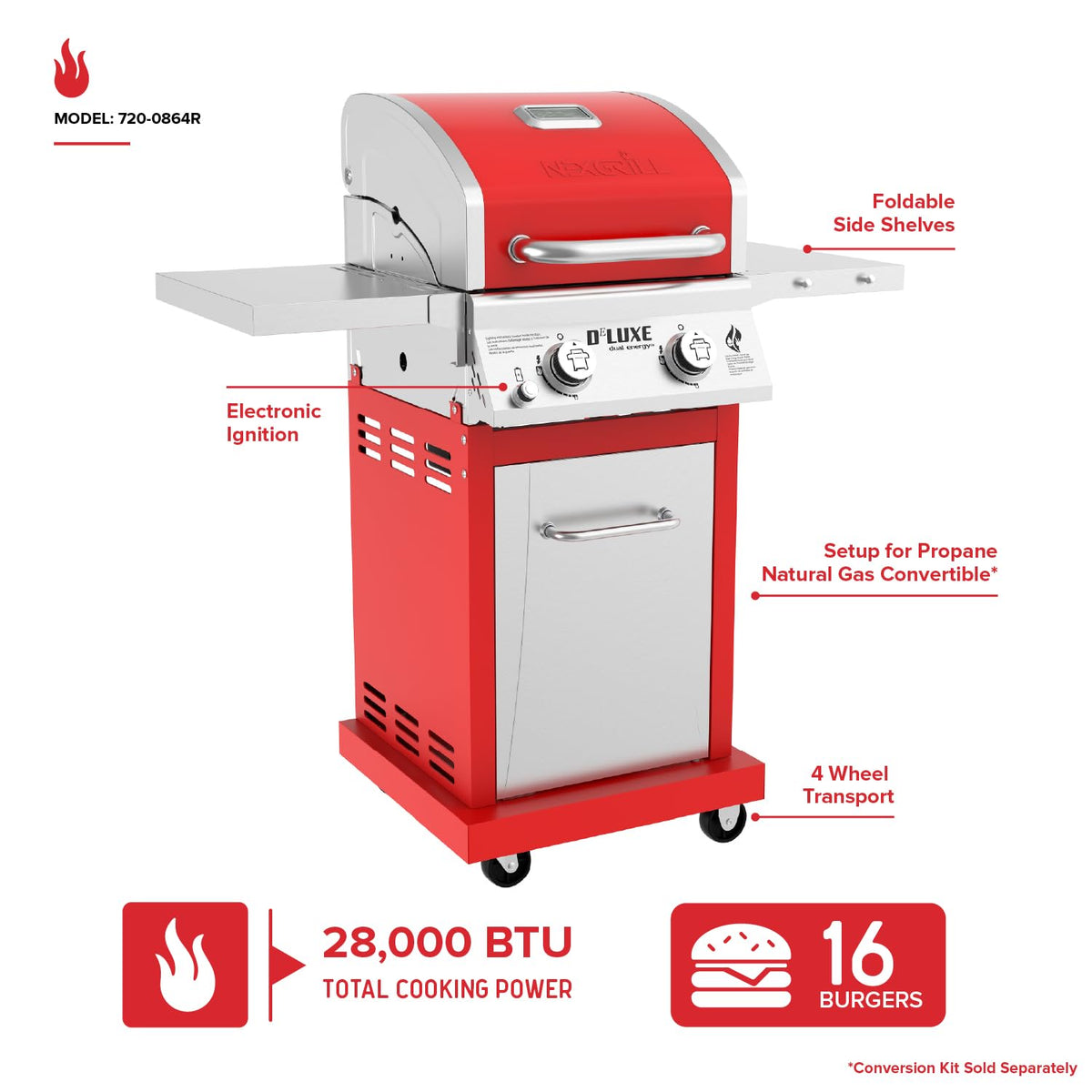 2 Burner Gas Grill with Foldable Shelves L729829