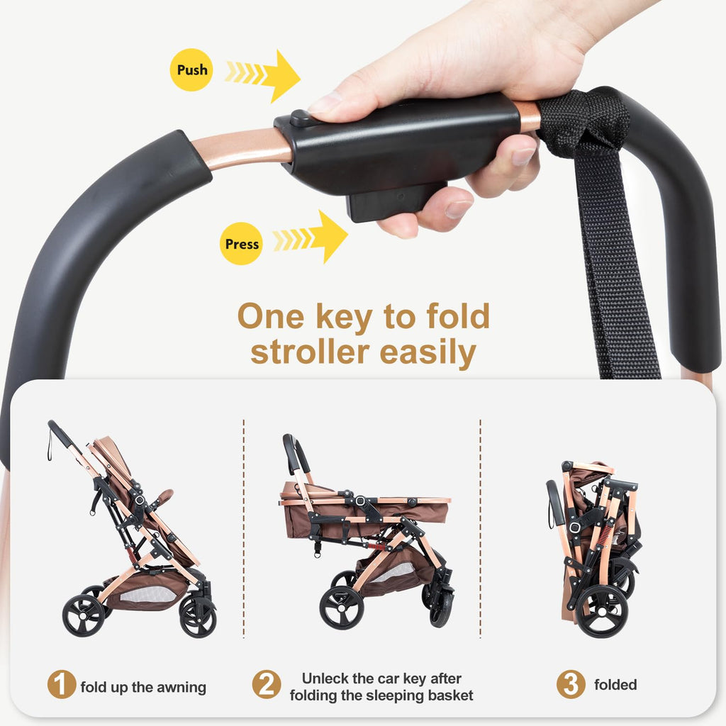 2 in 1 Foldable Baby Stroller with Adjustable Canopy F6809
