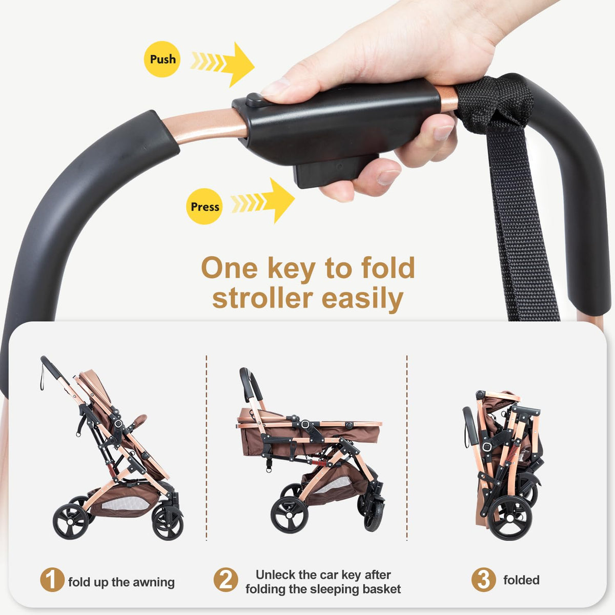 2 in 1 Foldable Baby Stroller with Adjustable Canopy F6809