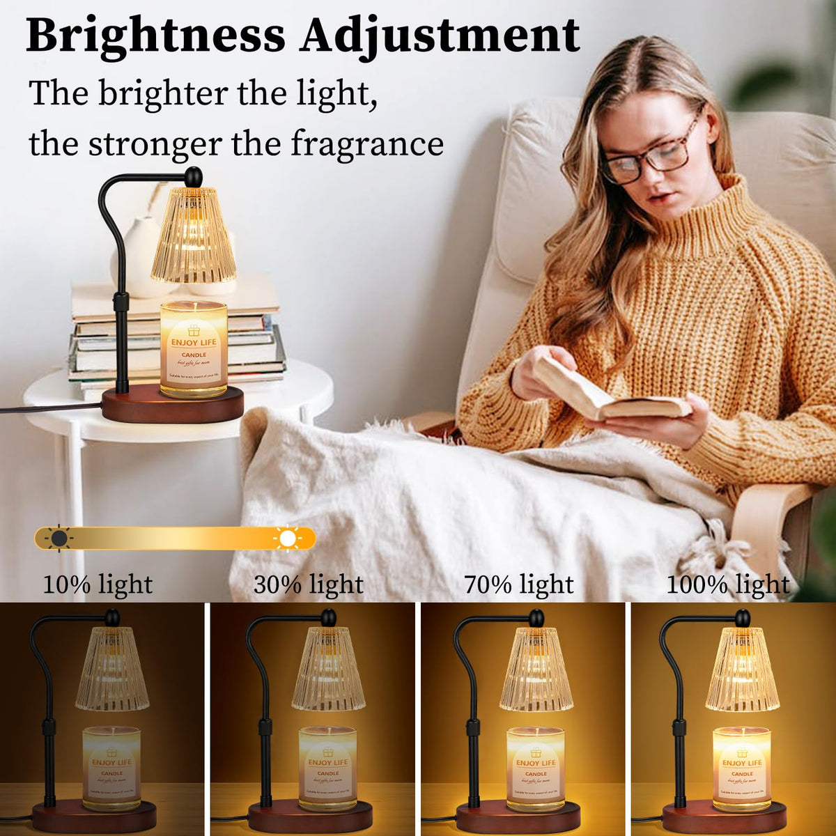Candle Warmer Lamp with Timer Dimmer Adjustable Height R883108
