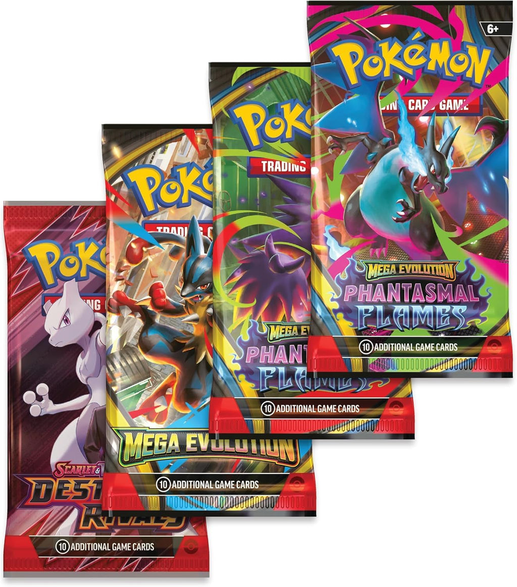 Pokémon TCG Mega Charizard ex Promo Card and Tin with 4 Packs N758722