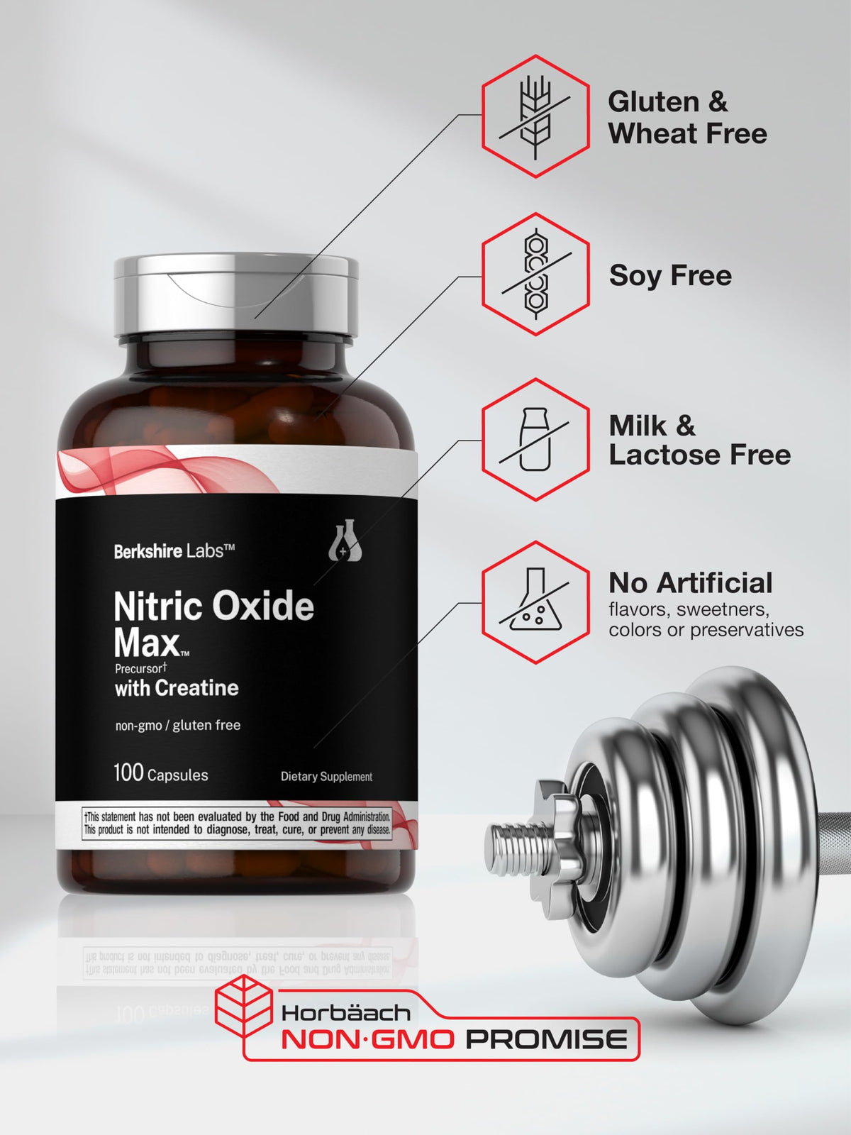 Nitric Oxide Supplement with Creatine Monohydrate 100 Capsules W983