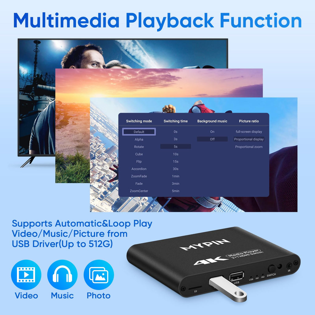 4K@30 Media Player with HDMI Out Switch T916945