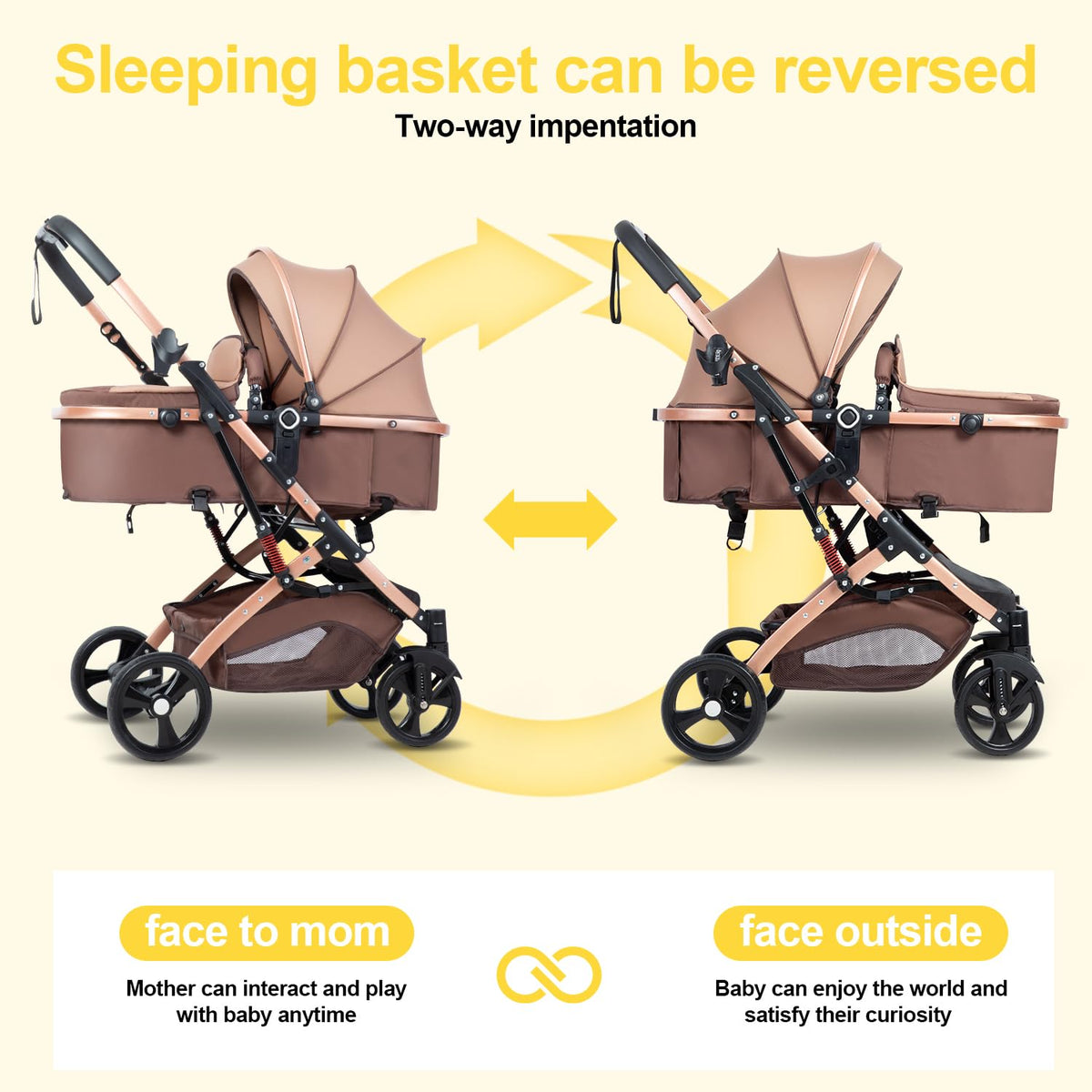 2 in 1 Foldable Baby Stroller with Adjustable Canopy F6809