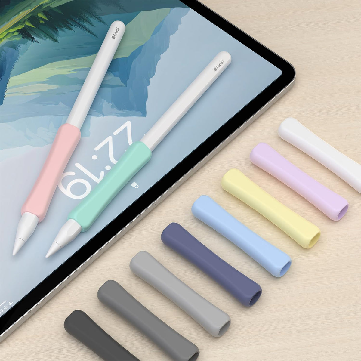 Silicone Grip Compatible with Apple Pencil 2nd Generation, USB-C & Pro (Purple/Pink/Yellow/Green) W3283