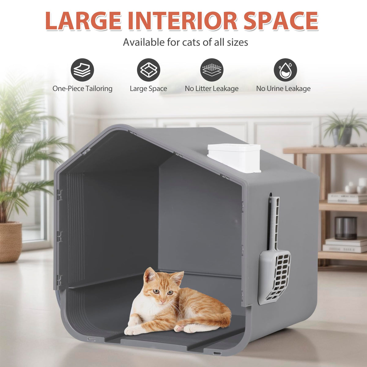 Large Enclosed Hooded Cat Litter Box with Mat & Litter Scoop L246677