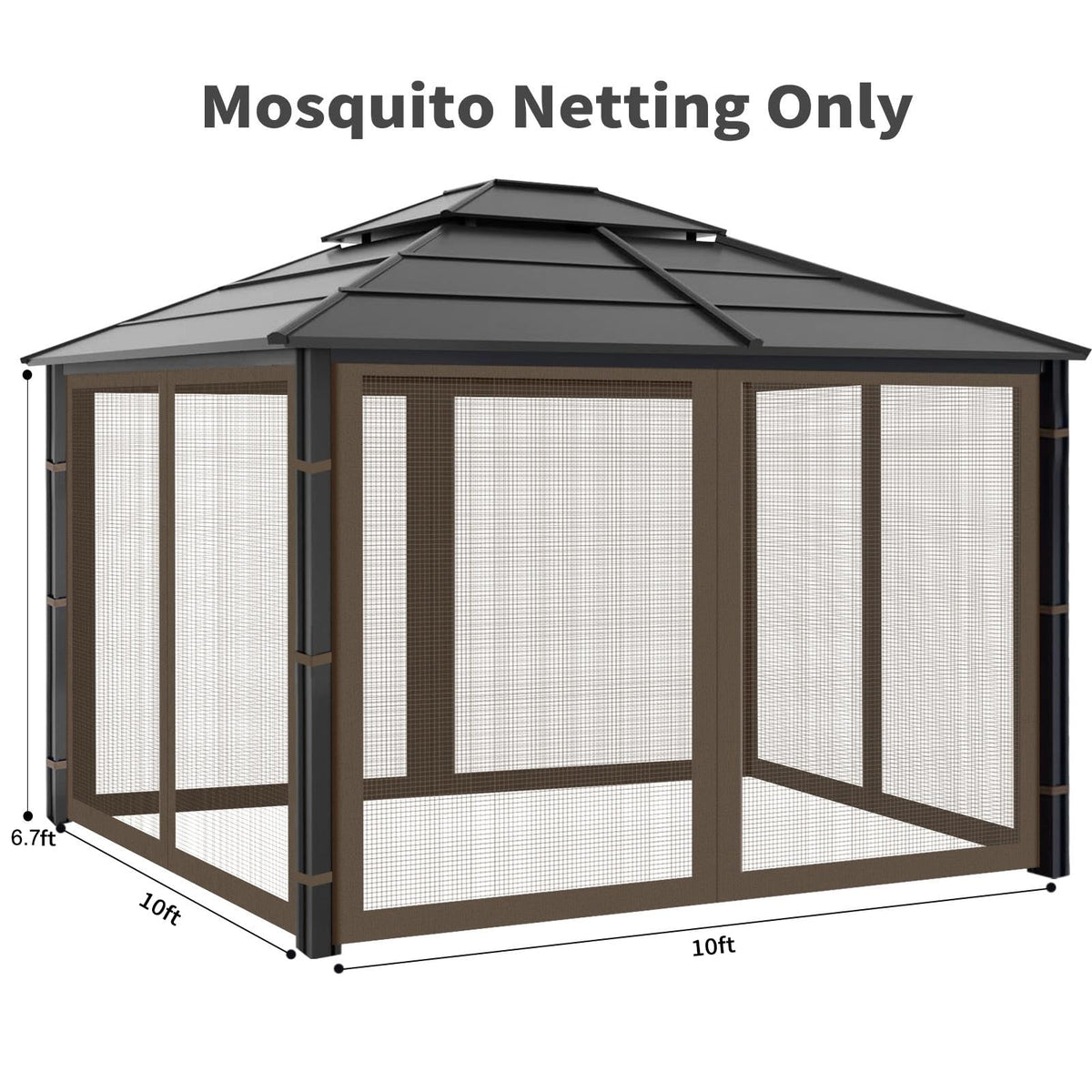 10x10 ft Coffee Gazebo Replacement Mosquito Netting C163