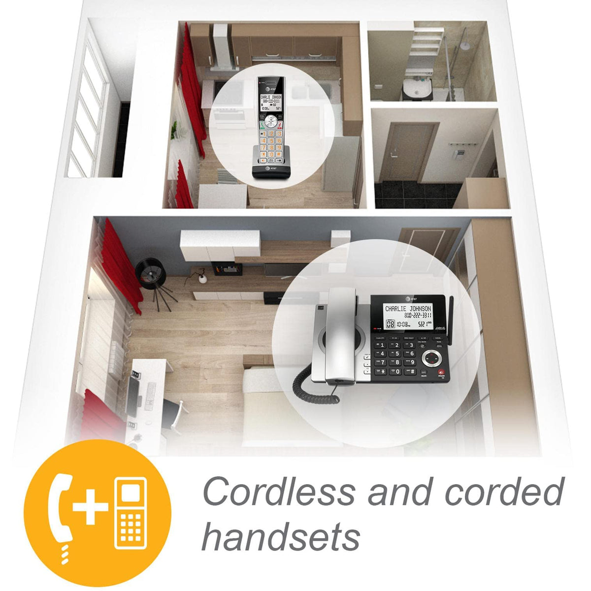 2-Handset Corded/Cordless Phone with Answering Machine S47685