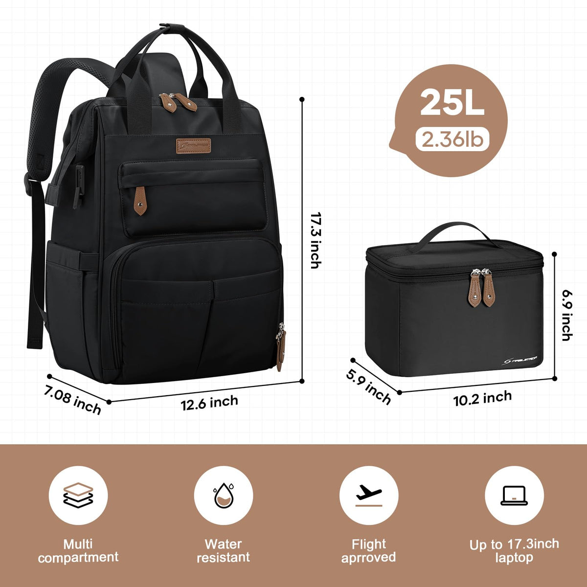 15.6-17.3" Laptop Backpack with Lunch Box Z648