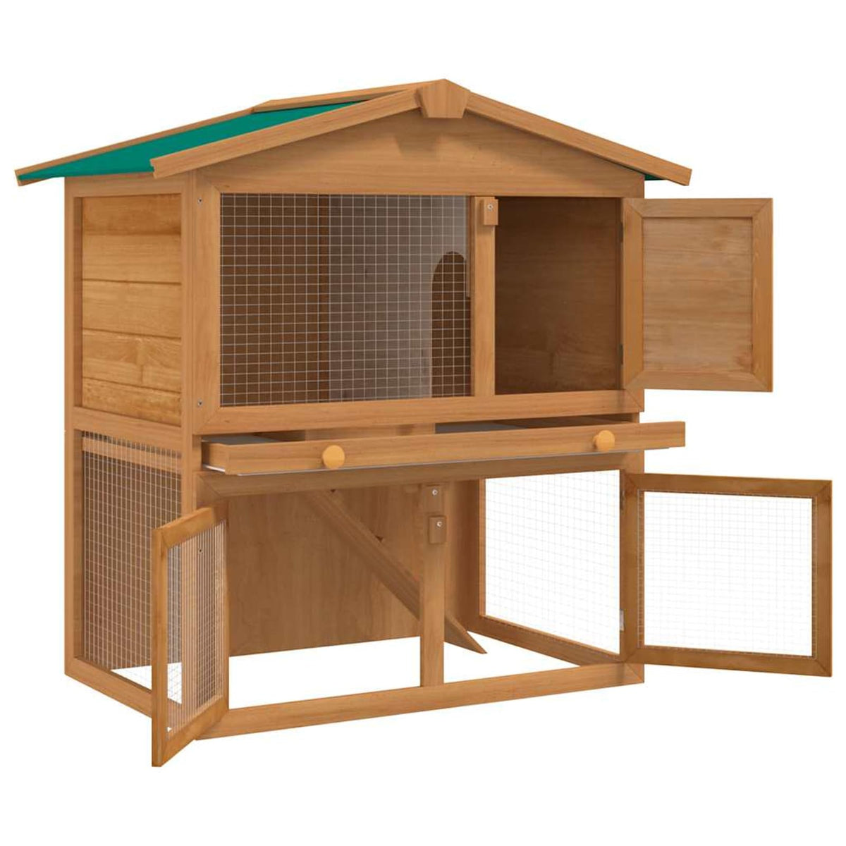 2-Tier Wooden Rabbit Hutch with Ramp S5118