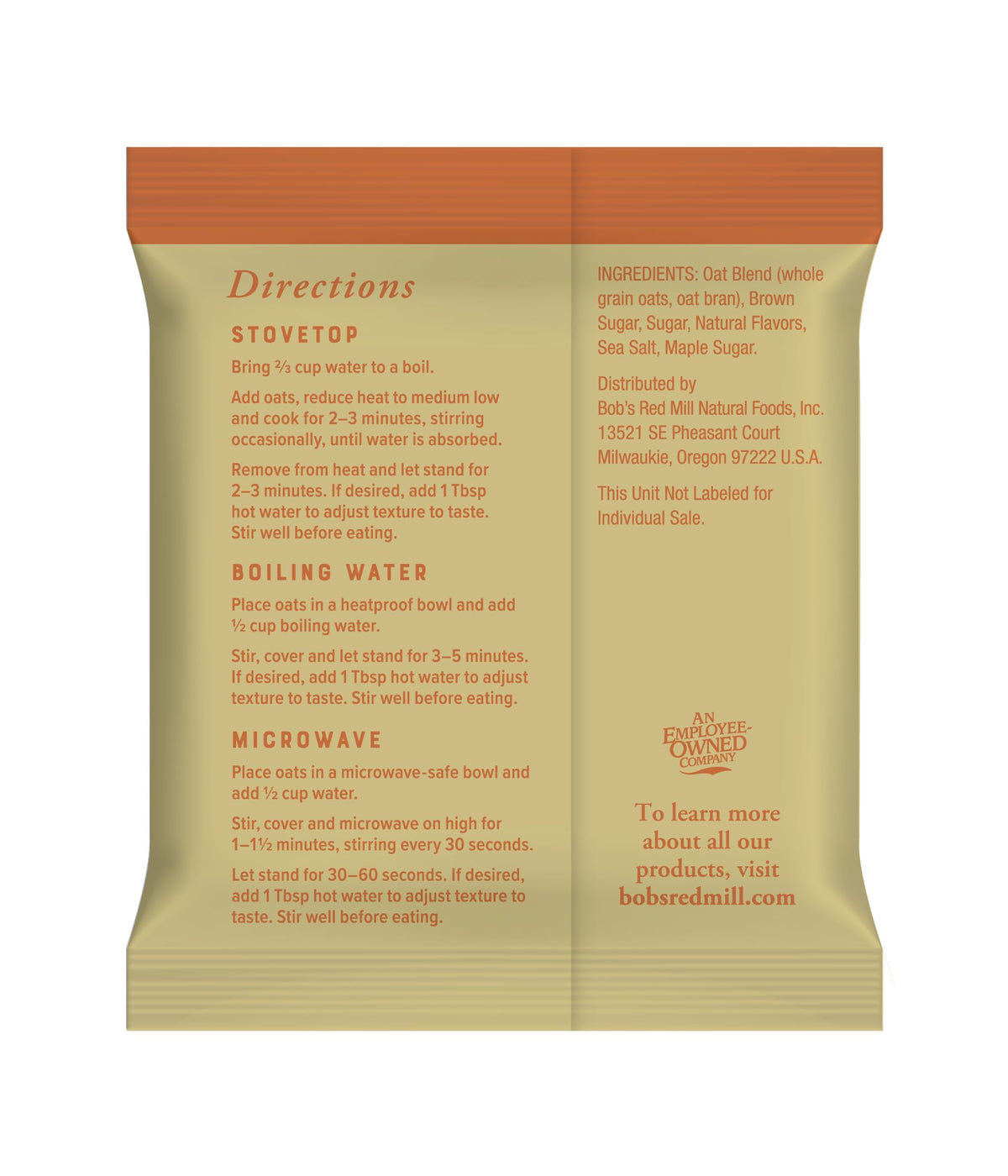 Instant Oatmeal, Maple Brown Sugar, 24 Packets, Gluten Free, Whole Grain Y91414