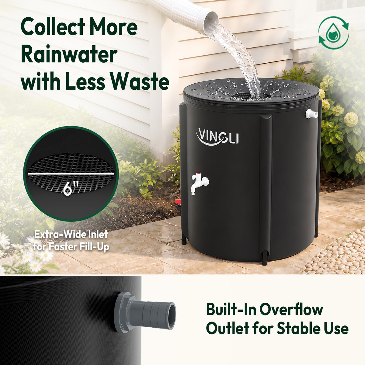 Collapsible 50 Gallon Rain Barrel A81926