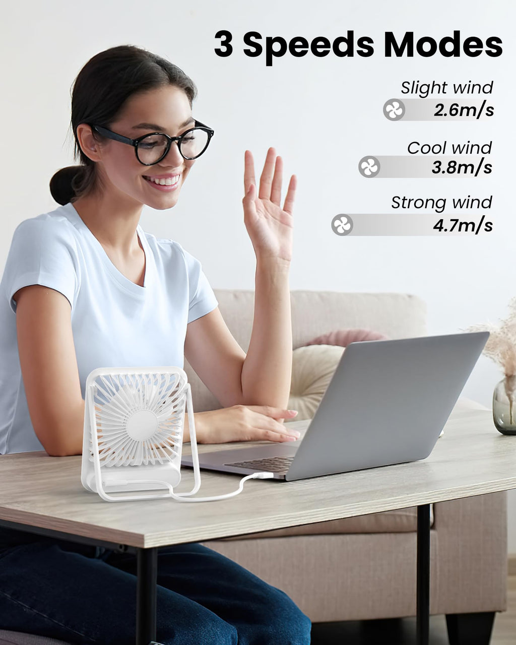 White USB Desk Fan S558