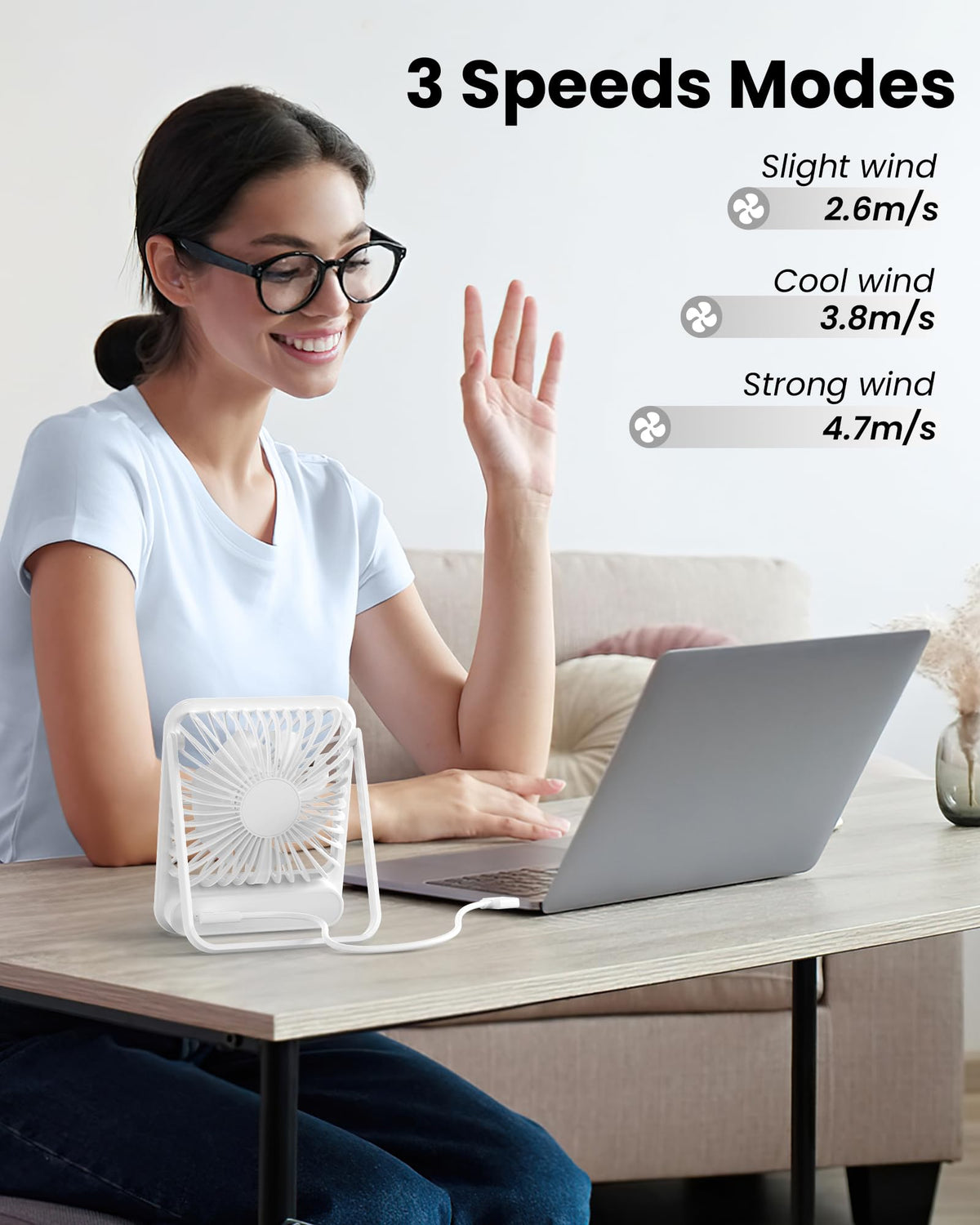 White USB Desk Fan S558