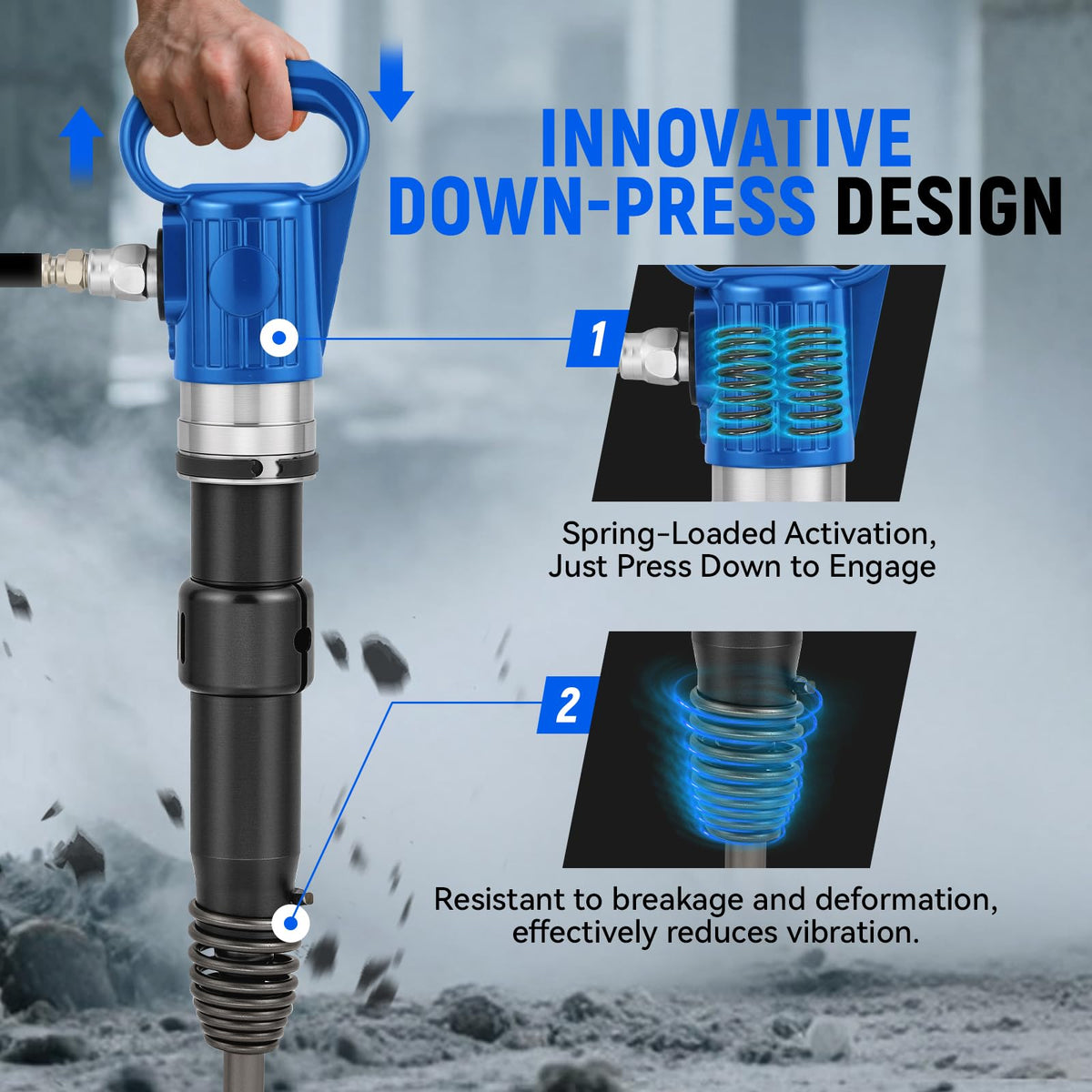 Pneumatic Hammer Shovel, 2 Heavy-Duty Air Chisels A831
